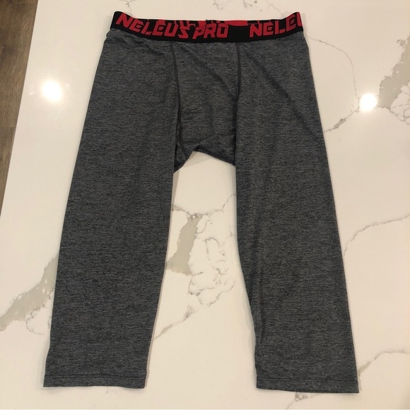 Neleus Pro Gray Compression Pants Shorts Athletic Sports Running Size L - Picture 1 of 6